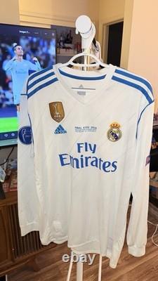 Adidas Real Madrid Cristiano Ronaldo #7 Final Kyiv 2018 LS Jersey XL White Blue