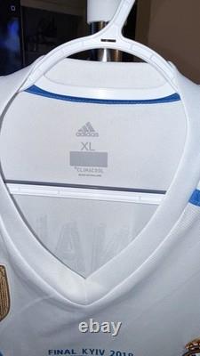 Adidas Real Madrid Cristiano Ronaldo #7 Final Kyiv 2018 LS Jersey XL White Blue