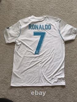Adidas Real Madrid Cristiano Ronaldo #7 Final Kyiv 2018 Soccer Jersey White L