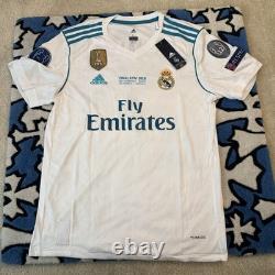 Adidas Real Madrid Cristiano Ronaldo #7 Final Kyiv 2018 White Soccer Jersey L