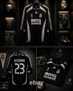 Adidas Real Madrid David Beckham #23 BenQ Siemens Black/White Soccer Jersey L