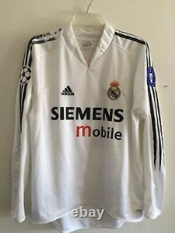 Adidas Real Madrid Home 2004-05 Long Sleeve jersey White Black Size S Men's Only