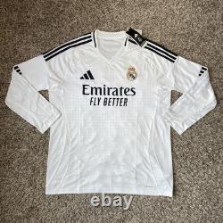 Adidas Real Madrid L/S Home Soccer White Jersey Shirt 24/25 IT3442 Men's Size XL