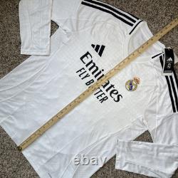 Adidas Real Madrid L/S Home Soccer White Jersey Shirt 24/25 IT3442 Men's Size XL