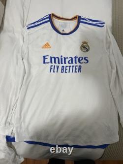 Adidas Real Madrid Long Sleeve Match Authentic Home Jersey 21/22 Size L