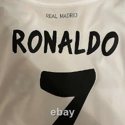 Adidas Real Madrid Ronaldo #7 Long Sleeve Jersey 2013 Sz L White Black Orange