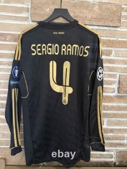 Adidas Real Madrid Sergio Ramos #4 ClimaCool Black/Gold Soccer Jersey Men XL