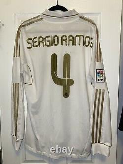 Adidas Real Madrid Sergio Ramos #4 Long Sleeve Jersey 2011 Sz L White Gold