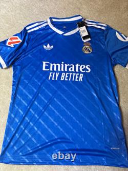 Adidas Real Madrid Soccer Jersey Aeroready Emirates Fly Better Size L Blue