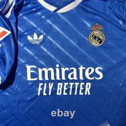 Adidas Real Madrid Soccer Jersey Blue White Large Emirates Fly Better Aeroready