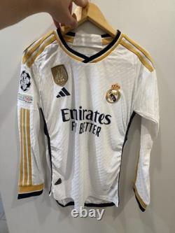 Adidas Real Madrid Soccer Jersey S White/Gold/Navy Vini Jr #7 Long Sleeve