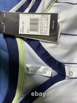 Adidas Real Madrid Soccer Jersey XL Aeroready White Navy Lime Official Fan Shirt