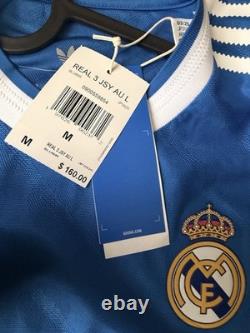 Adidas Real Madrid Soccer Long Sleeve Jersey Blue/White Men's Size M
