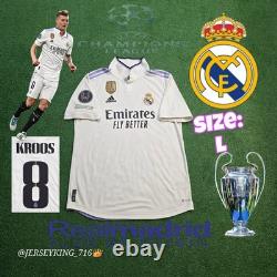 Adidas Real Madrid Toni Kroos #8 2022/23 Authentic Home Jersey UCL Patches Large