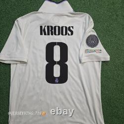 Adidas Real Madrid Toni Kroos #8 2022/23 Authentic Home Jersey UCL Patches Large