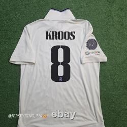 Adidas Real Madrid Toni Kroos #8 2022/23 Authentic Home Jersey UCL Patches Large