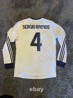 Adidas Real Madrid White 12/13 Jersey Long Sleeve Size Large Sergio Ramos