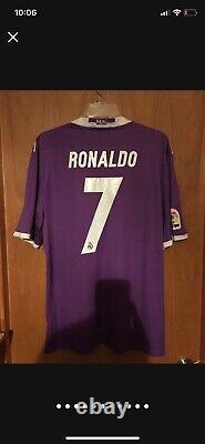 Adidas Retro Jersey 2016-2017 Real Madrid RONALDO CR7 Purple Soccer U. S Mens XL