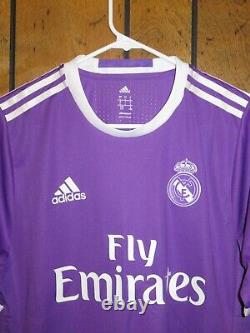 Authentic Adidas 2016-2016 Real Madrid Away Adizero Purple Jersey Kit Large