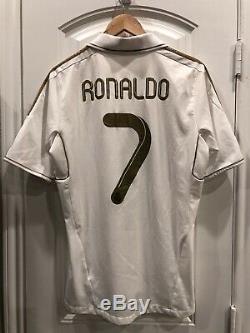 Authentic Cristiano Ronaldo Adidas Real Madrid Jersey 2011/12 Home White Gold M