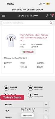 Authentic Real Madrid Home Rodrygo Jersey 25/26 Size Medium