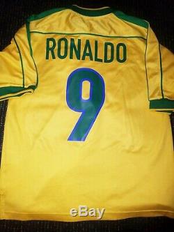 Authentic Ronaldo Brazil 1998 WC Jersey Shirt Camiseta Real Madrid Barcelona M