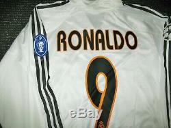 Authentic Ronaldo Real Madrid UEFA Jersey 2004 2005 Camiseta Shirt Barcelona L