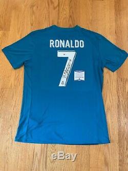 Autographed/Signed CRISTIANO RONALDO Real Madrid Blue Jersey Beckett BAS COA