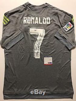 Autographed/Signed CRISTIANO RONALDO Real Madrid Grey Soccer Jersey PSA/DNA COA