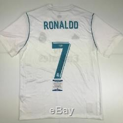 Autographed/Signed CRISTIANO RONALDO Real Madrid White Jersey Beckett BAS COA