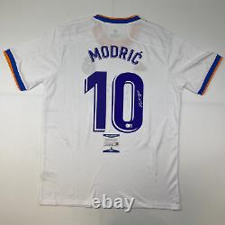 Autographed/Signed Luka Modric Real Madrid White Soccer Jersey Beckett BAS COA