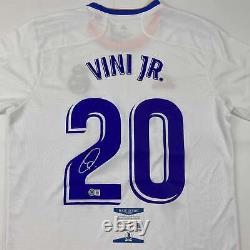 Autographed/Signed Vini Vinicius Jr. Real Madrid White Soccer Jersey Beckett COA