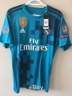 BALE 11 Real Madrid third blue jersey Size M 2017 2018 UCL patches