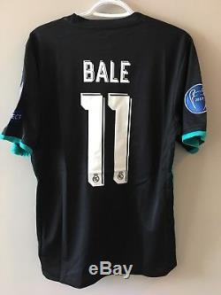 BALE 11 Real madrid away black jersey Size L 2017 18 UCL patches