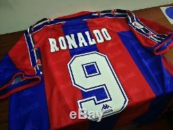 BARCELONA home 1995-97 shirt RONALDO # 9 Milan-Kappa-Real Madrid-Jersey (M)