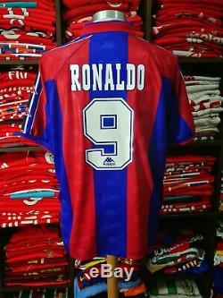 BARCELONA home 1996-97 shirt RONALDO # 9-Brazil-Kappa-Real Madrid-Jersey-Milan