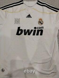 BENZEMA #19 REAL MADRID 2009/2010 M Jersey WHITE Camiseta HOME Kit bwin