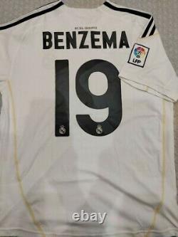 BENZEMA #19 REAL MADRID 2009/2010 M Jersey WHITE Camiseta HOME Kit bwin