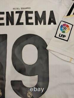 BENZEMA #19 REAL MADRID 2009/2010 M Jersey WHITE Camiseta HOME Kit bwin
