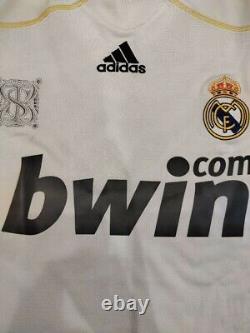 BENZEMA #19 REAL MADRID 2009/2010 M Jersey WHITE Camiseta HOME Kit bwin