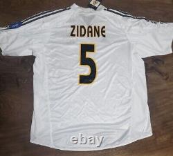 BNWT 2004 2005 REAL MADRID #5 ZIDANE Official Home Jersey La Liga UL Patch XL