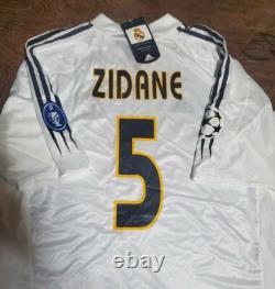 BNWT 2004 2005 REAL MADRID #5 ZIDANE Official Home Jersey La Liga UL Patch XL