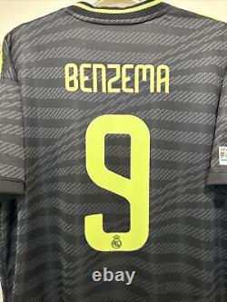 Benzema #9 Men's XL Adidas Authentic Real Madrid Third Black Champions Jersey