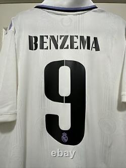 Benzema #9 Mens 2XL Real Madrid Authentic Adidas Champions League Jersey
