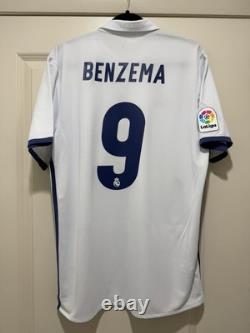 Benzema #9 Mens LARGE Adidas Real Madrid Home Jersey