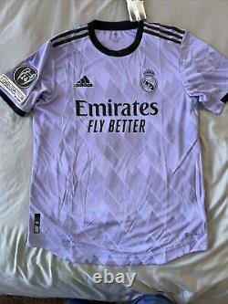 Benzema #9 Real Madrid Authentic Away Mens MEDIUM 22/23 Champions League Jersey