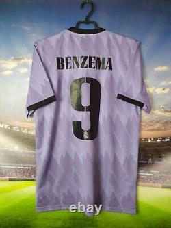 Benzema Real Madrid Jersey Away Football Shirt Purple Adidas Mens Size M