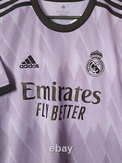 Benzema Real Madrid Jersey Away Football Shirt Purple Adidas Mens Size M