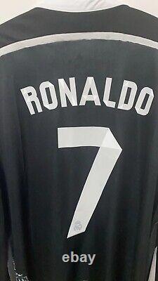 CR7 Real Madrid 14-15 Third L/S Retro Jersey Black Sleeves Size L 100% Authentic