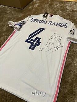 Camiseta Sergio Ramos Del Real Madrid Firmada Handsigned Signed Champions Jersey